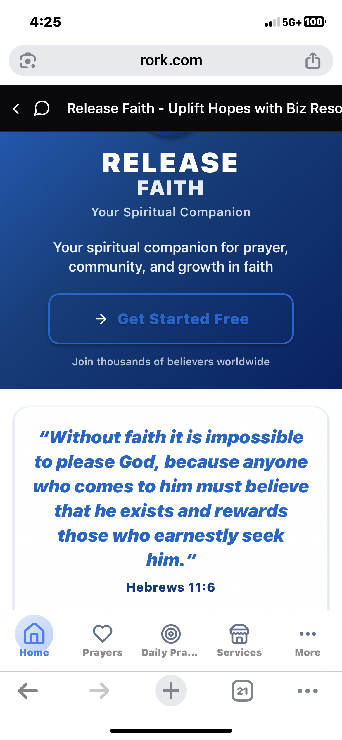 Release Faith App - Main Interface